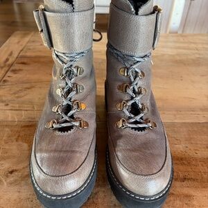 Stuart Weitzman Platform Combat Boots, Blue, Size 8